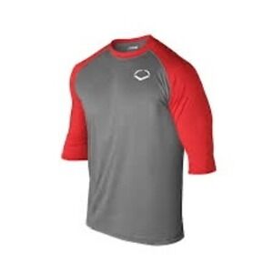 EvoShield Gray 3/4 Sleeve Baseball Raglan‎ Performance Tee Shirt - Size L